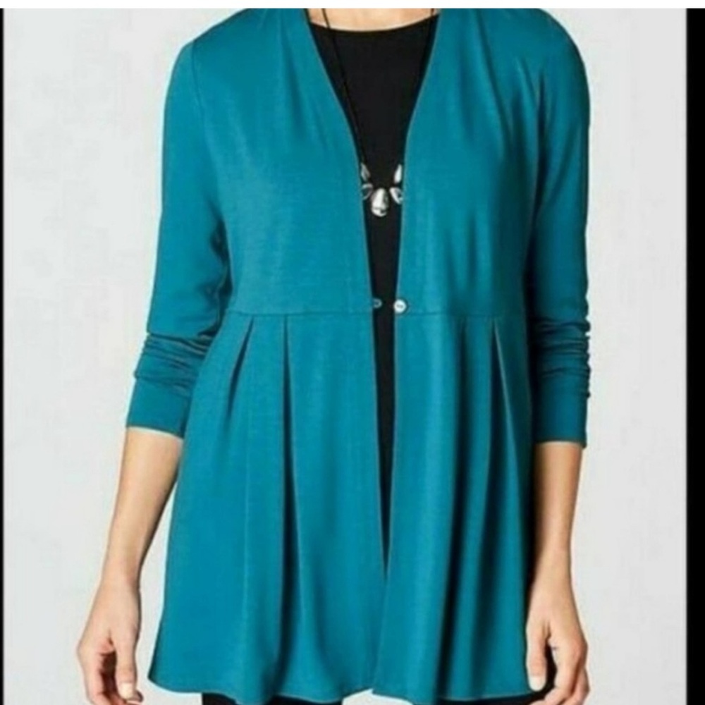 J. Jill Wearever Peplum Cardigan Single Button Pockets women’s size xlarge